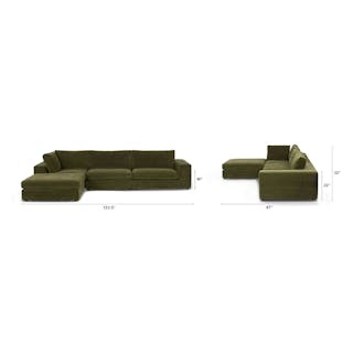 Beta 133.5" Left Modular Sectional - Cypress Green
