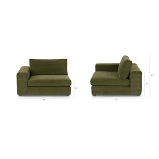 Beta 49" Left Arm Chair Module - Cypress Green