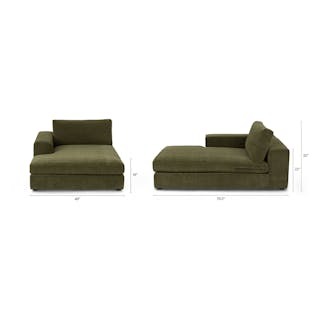 Beta 49" Left Chaise Module - Cypress Green