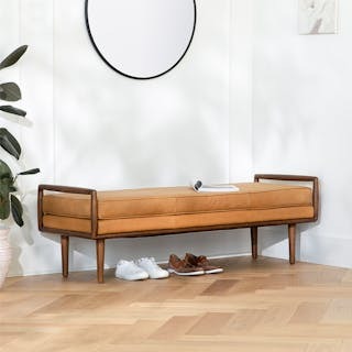 Ansa 54" Leather Bench - Charme Tan
