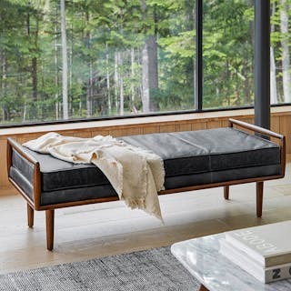 Ansa 54" Leather Bench - Charme Black