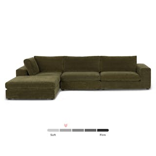 Beta 133.5" Left Modular Sectional - Cypress Green