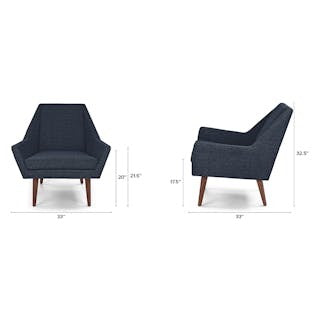 Angle 33" Lounge Chair - Denim Blue