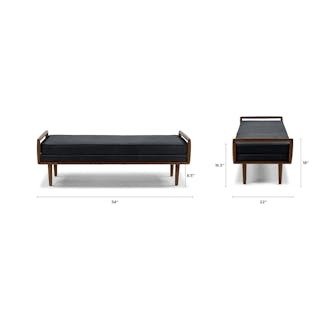 Ansa 54" Leather Bench - Charme Black