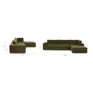Beta 133.5" Right Modular Sectional - Cypress Green