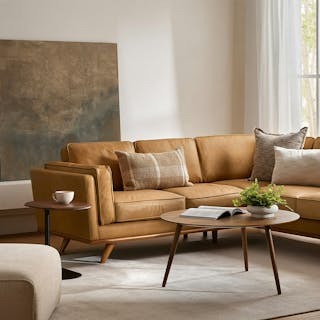 Amoeba 35.5" Round Coffee Table - Walnut