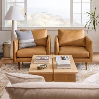 Burrard 32" Leather Lounge Chair - Bella Caramel