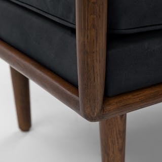 Ansa 54" Leather Bench - Charme Black