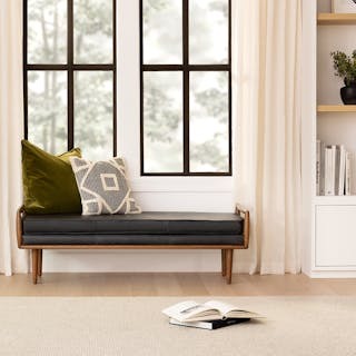 Ansa 54" Leather Bench - Charme Black