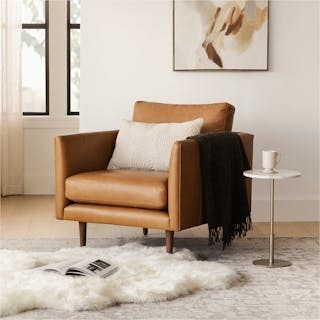 Burrard 32" Leather Lounge Chair - Bella Caramel