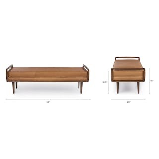 Ansa 54" Leather Bench - Charme Tan